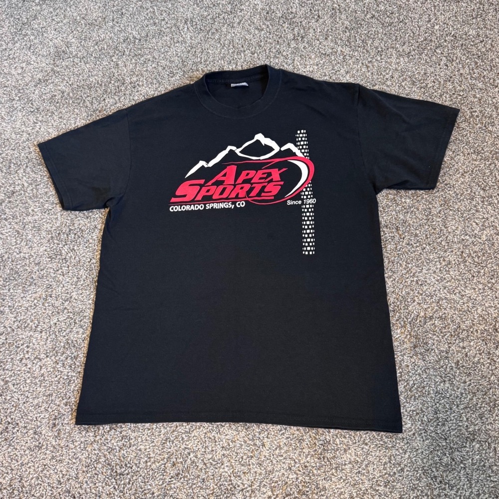 Apex Sports Black T-Shirt Colorado Springs Cotton Blend Men's Size Large Motor